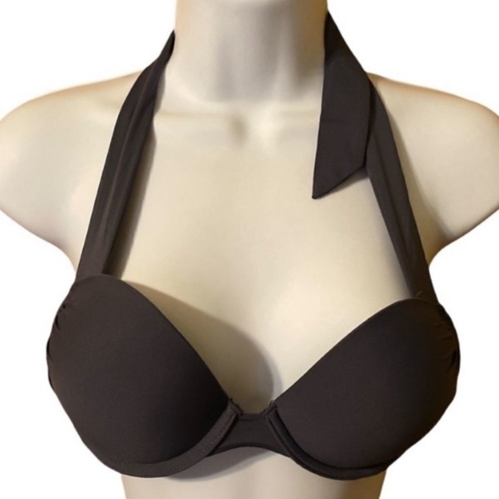Victoria’s Secret Push-Up Halter Bikini Top Dark Gray Women’s Size 32A - Picture 1 of 6